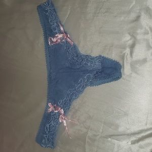 Baby blue lace thong lightly worn Large